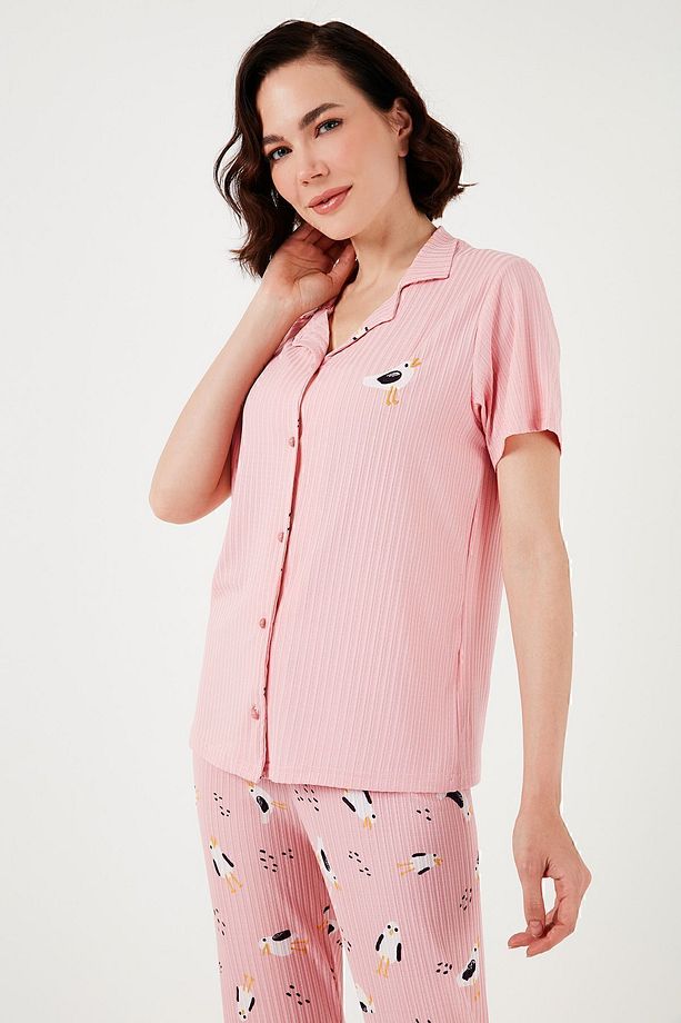 Regular Fit Gömlek Yaka Kısa Kollu Pijama Takımı Pijama Takımı 65740102 - 4