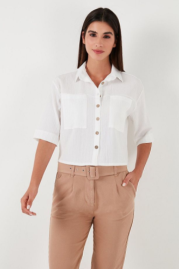 Regular Fit Çift Cepli Kısa Kollu Gömlek  GÖMLEK 5865644 - 5