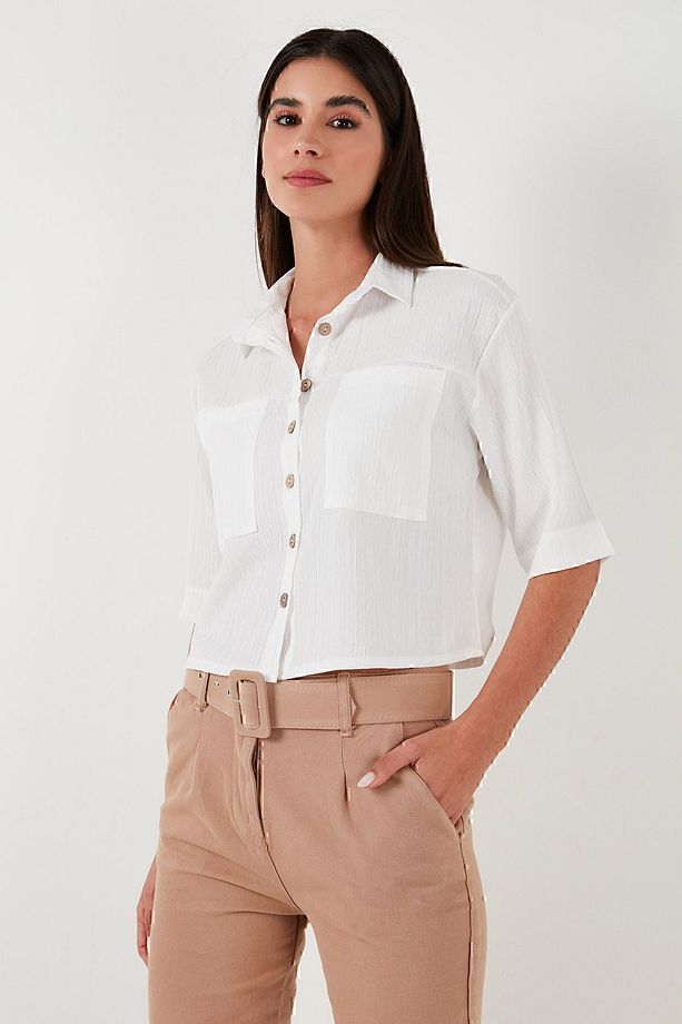 Regular Fit Çift Cepli Kısa Kollu Gömlek  GÖMLEK 5865644 - 2