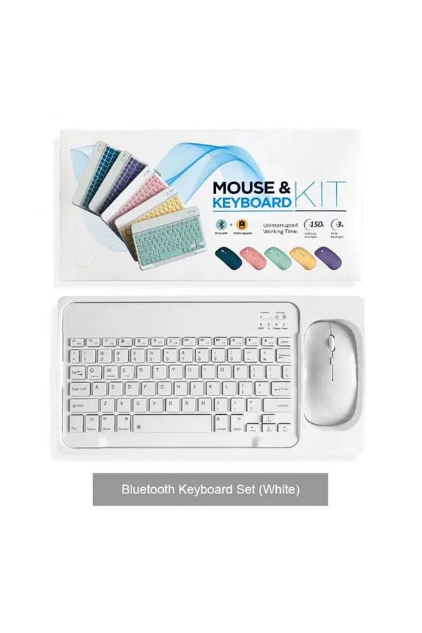 Şarj Edilebilir Bluetooth 2.4G Kablosuz Klavye Mause Set Android IOS Windows Uyumlu - 1