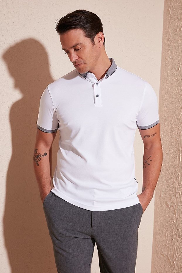 Cotton Slim Fit Men's Polo Neck T Shirt 646r4560 T-Shirt