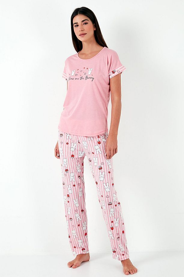 Regular Fit Bisiklet Yaka Kısa Kollu Pijama Takım  PİJAMA TAKIMI 6097310 - 4