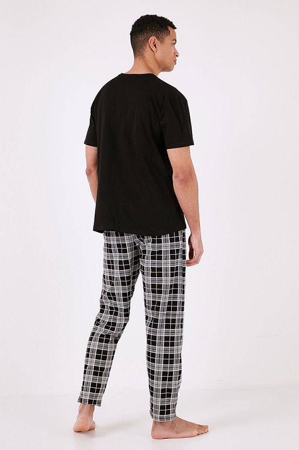 Ekoseli Pamuklu Regular Fit Kısa Kollu Pijama Takımı 6572002 - 6