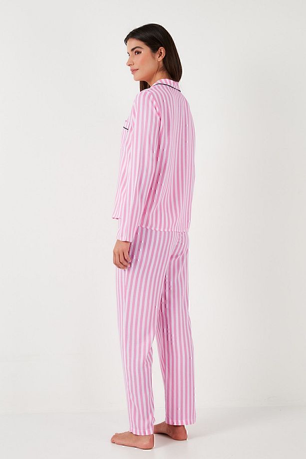 Çizgili Regular Fit Tek Cepli Ince Pijama Takımı Pijama Takımı 611pt620 - 6