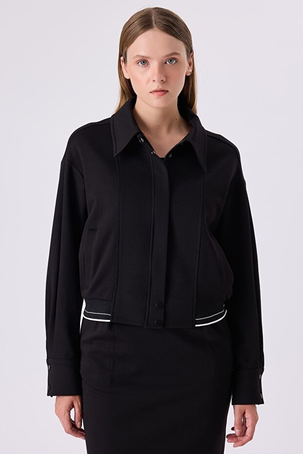 Ribanalı siyah ceket - 1