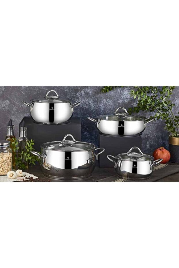 Serena Silver 8 Parça Çelik Tencere Seti - 1