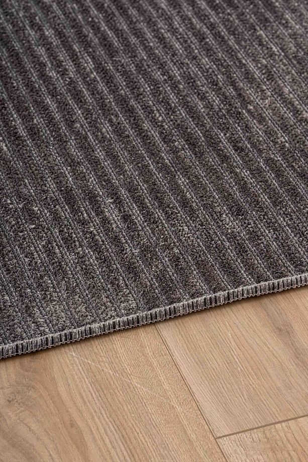 Opal Viskon Dokuma Halı Havlı Peluş Post Kaymaz Taban Yıkanabilir Siyah Salon Halısı 1652 - 5