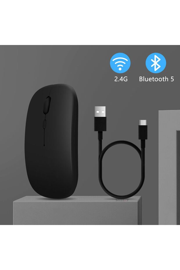 Huawei Tablet Şarj Edilebilir Sessiz Mouse Bluetooth + 2.4Hz Wifi Kablosuz Mouse Fare - 4