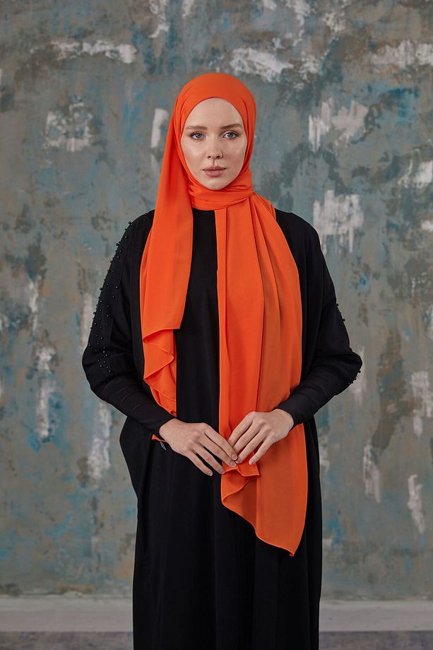 Krep Şifon Şal - Oranj - 8