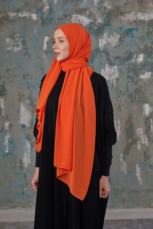 Krep Şifon Şal - Oranj - 6