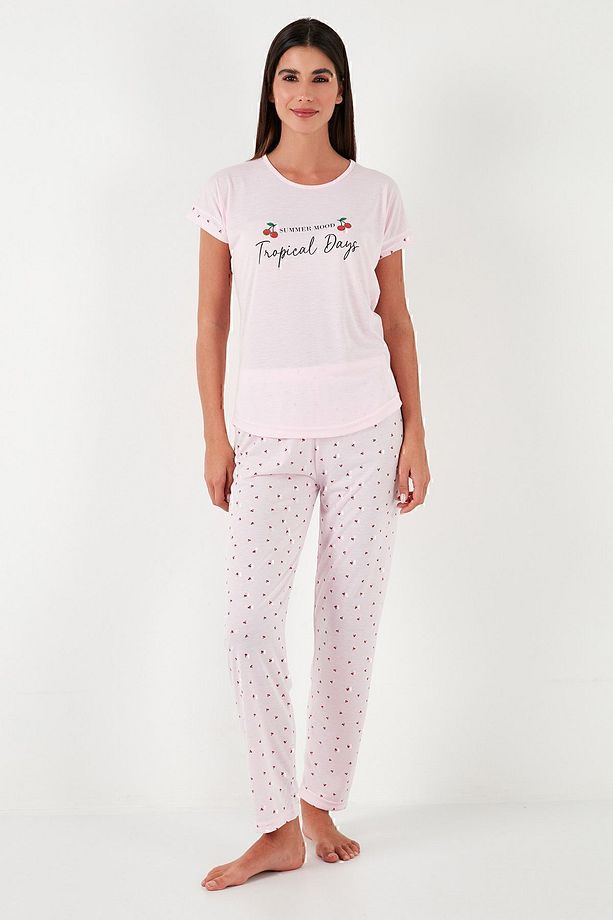 Regular Fit Bisiklet Yaka Kısa Kollu Pijama Takım  PİJAMA TAKIMI 6097310 - 3