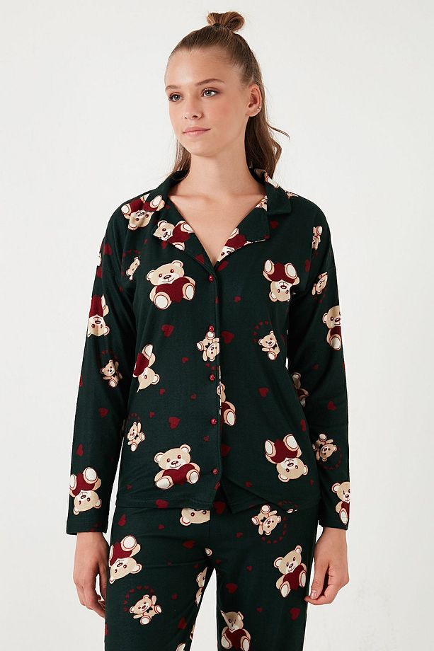 Streç Standart Fit Desenli Pijama Takımı  PİJAMA TAKIMI 60956602 - 5