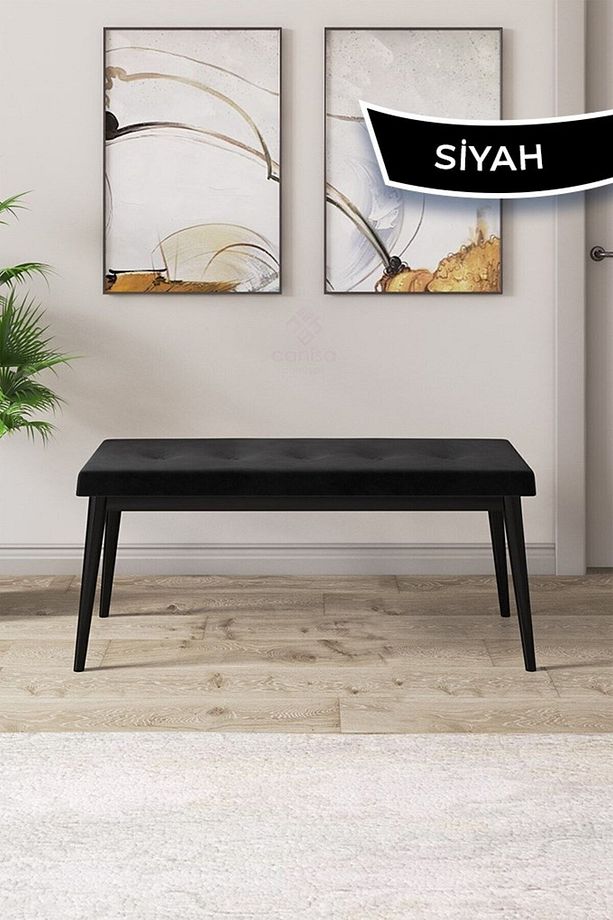 Jul Serisi 80x132 Açılabilir Siyah Mermer Desen Yemek Odası Takımı 4 Kazayağı Sandalye Ve 1 Bench - 6