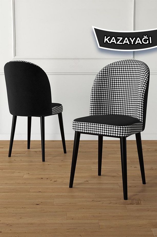 Jul Serisi 80x132 Açılabilir Siyah Mermer Desen Yemek Odası Takımı 4 Kazayağı Sandalye Ve 1 Bench - 5