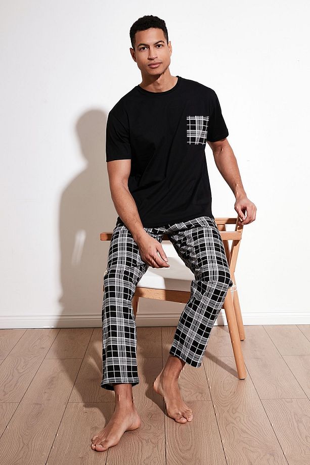 Ekoseli Pamuklu Regular Fit Kısa Kollu Pijama Takımı 6572002 - 1