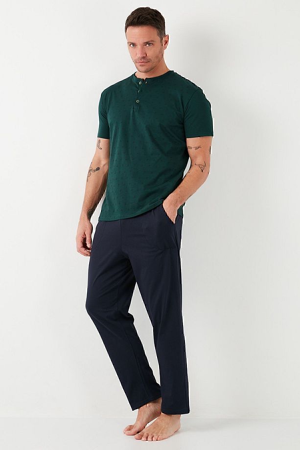 Pamuklu Beli Lastikli Regular Fit Kısa Kollu Pijama Takımı Erkek PİJAMA TAKIMI 6572009 - 7