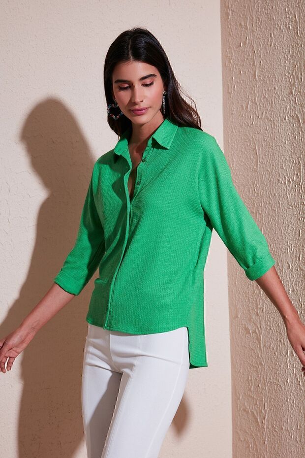 Long Back Three-Quarter Sleeve Shirt SHIRT5865596