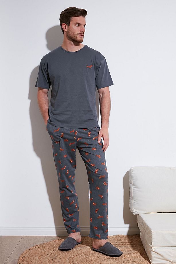 Pamuklu Regular Fit Kısa Kollu Pijama Takımı Erkek PİJAMA TAKIMI 6572012 - 3