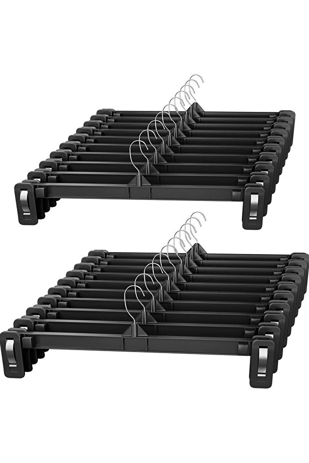 20-Piece Plastic Latched Trouser Skirt - 20 Hangers