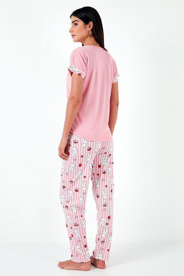 Regular Fit Bisiklet Yaka Kısa Kollu Pijama Takım  PİJAMA TAKIMI 6097310 - 8
