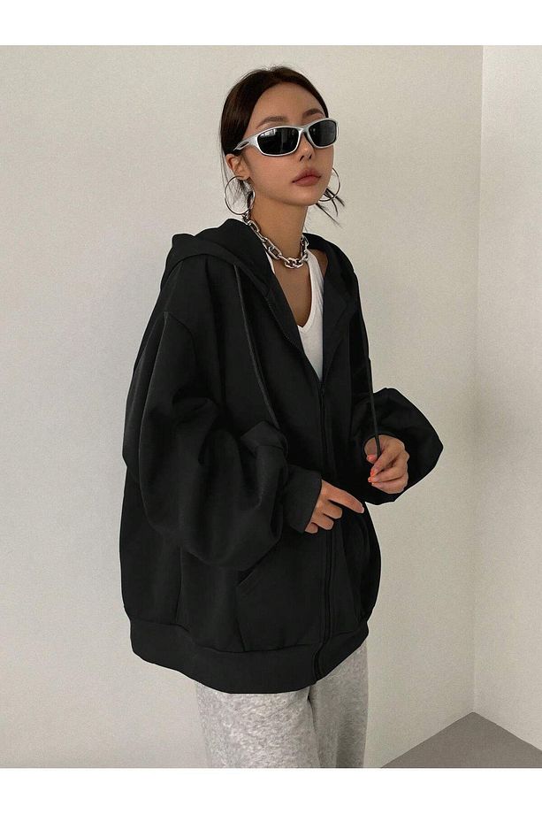 Kapüşonlu Sweatshirt Kolye Ve Bere 3lü Kombin - 4