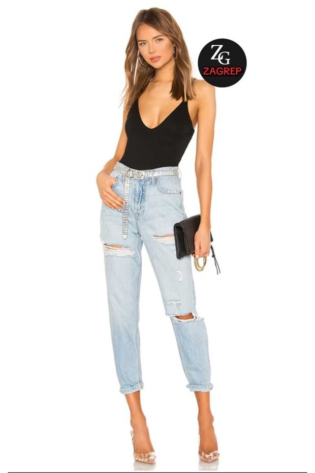 Women's Black Strappy V Double Layered No-Show Silk Jersey Body
