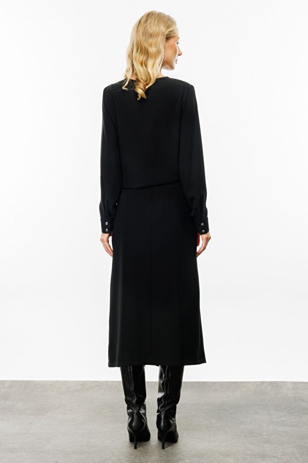 Kalın Bel Piliseli Etek - 5