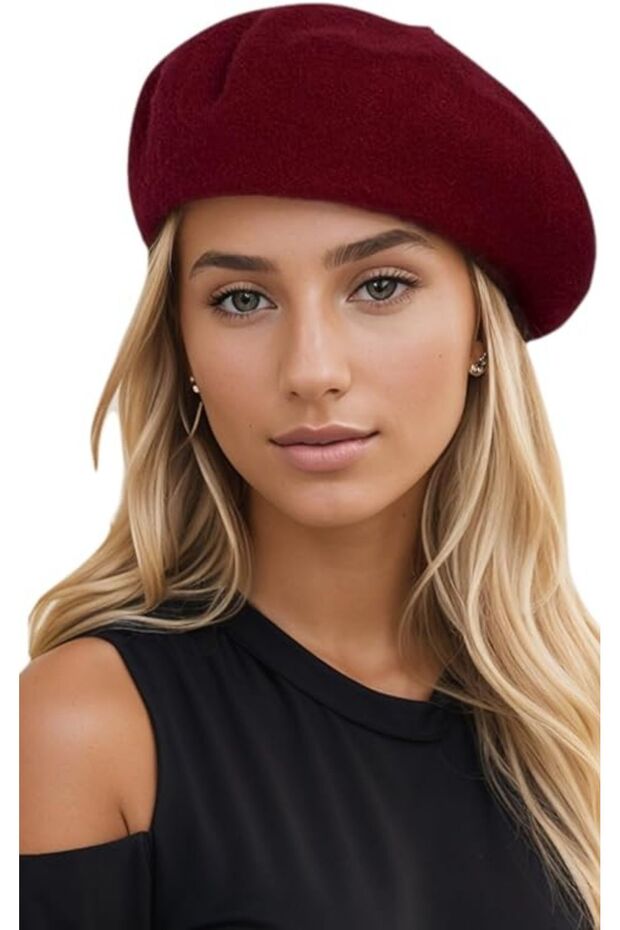 Fransız Ressam Keçe Bere Bordo - 2