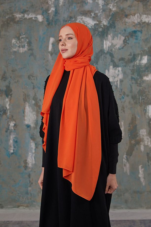 Krep Şifon Şal - Oranj - 5