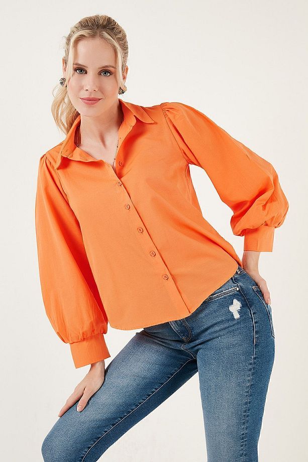Regular Fit Balon Kollu Poplin Gömlek GÖMLEK 611GO0153 - 4
