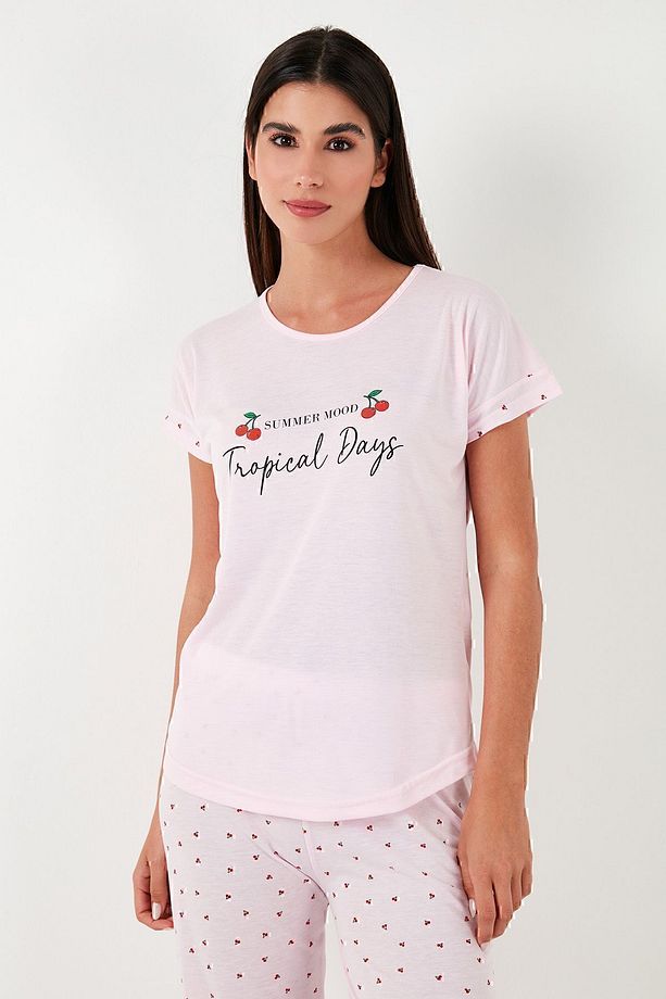 Regular Fit Bisiklet Yaka Kısa Kollu Pijama Takım  PİJAMA TAKIMI 6097310 - 5