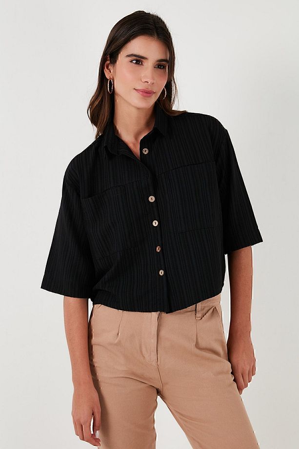 Regular Fit Çift Cepli Kısa Kollu Gömlek  GÖMLEK 5865644 - 4