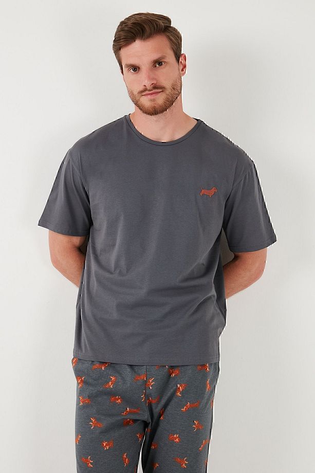 Pamuklu Regular Fit Kısa Kollu Pijama Takımı Erkek PİJAMA TAKIMI 6572012 - 5