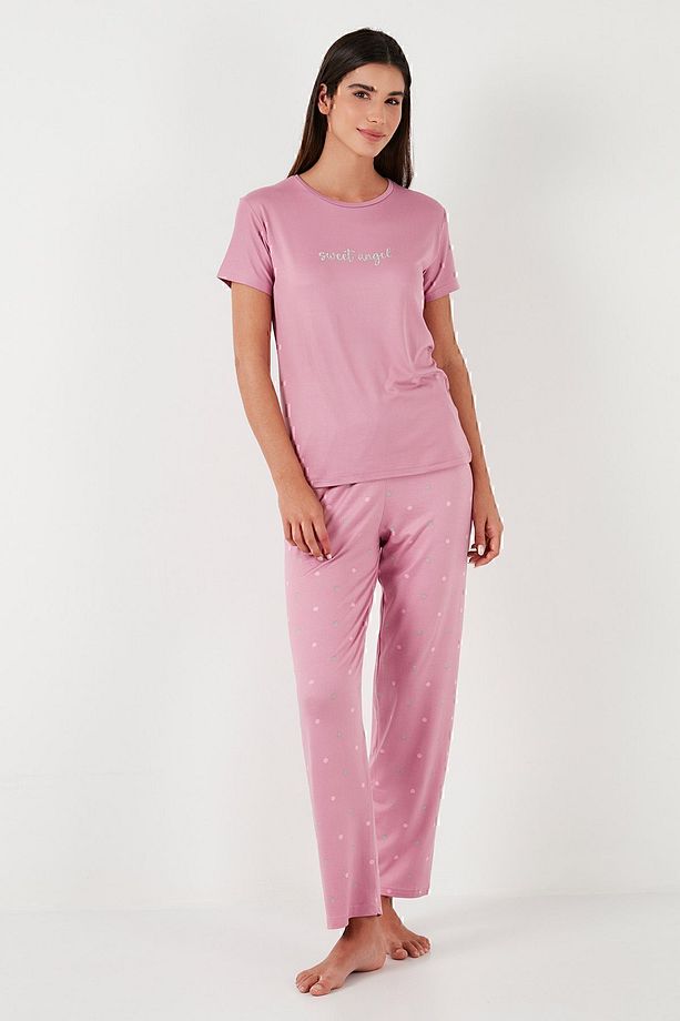 Regular Fit Bisiklet Yaka Kısa Kollu Pijama Takımı  PİJAMA TAKIMI 65750107 - 4