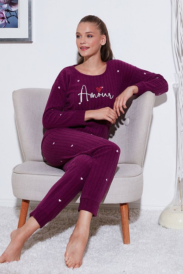 Standart Fit Bisiklet Yaka Pijama Takımı  PİJAMA TAKIMI 6093735 - 1