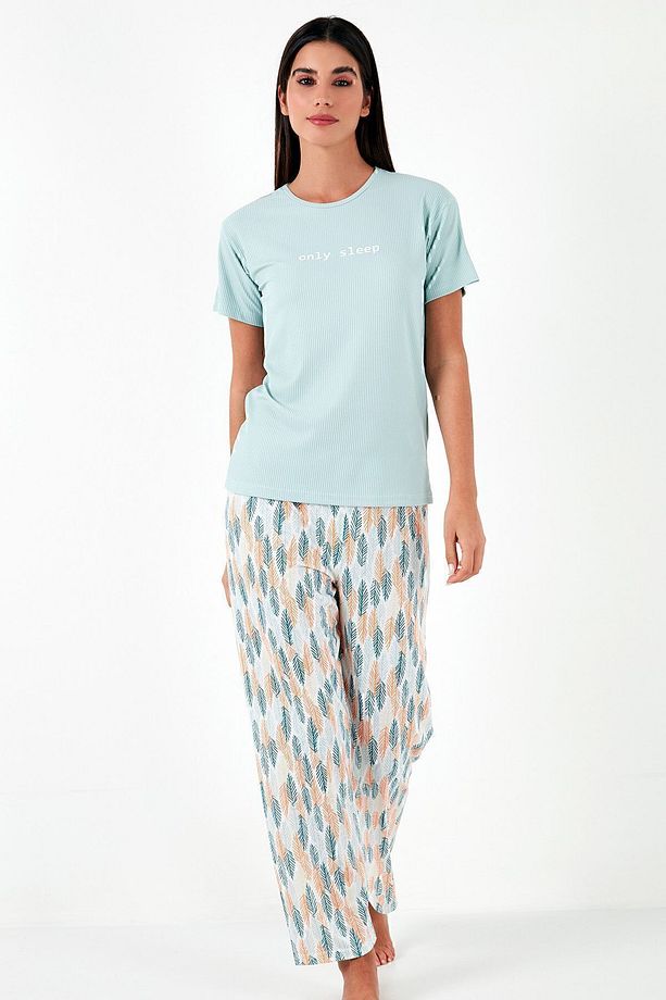 Regular Fit Bisiklet Yaka Kısa Kollu Pijama Takımı Pijama Takımı 65770105 - 3