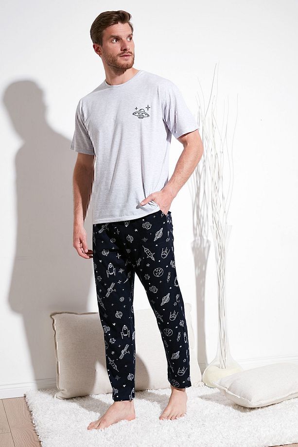 Pamuklu Regular Fit Kısa Kollu Pijama Takımı Erkek PİJAMA TAKIMI 6572011 - 3