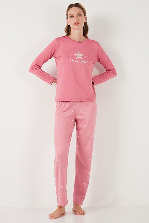 Regular Fit Desenli Bisiklet Yaka Pijama Takımı  PİJAMA TAKIMI 65719102 - 3