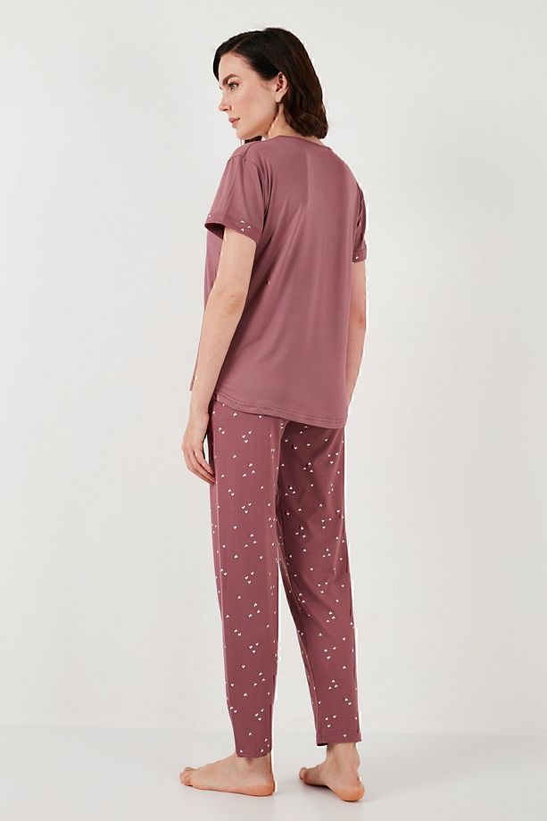 Yumuşak Dokulu Bisiklet Yaka Pijama Takımı  PİJAMA TAKIMI 6097605 - 8