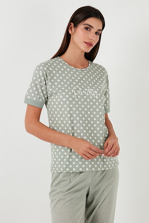 Regular Fit Bisiklet Yaka Kısa Kollu Pijama Takımı  PİJAMA TAKIMI 65790130 - 6
