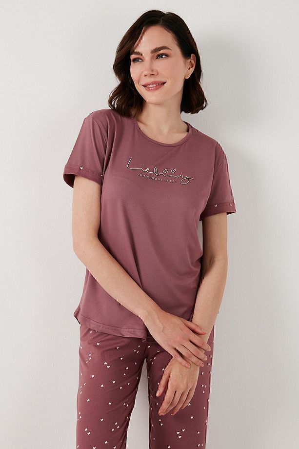 Yumuşak Dokulu Bisiklet Yaka Pijama Takımı  PİJAMA TAKIMI 6097605 - 4