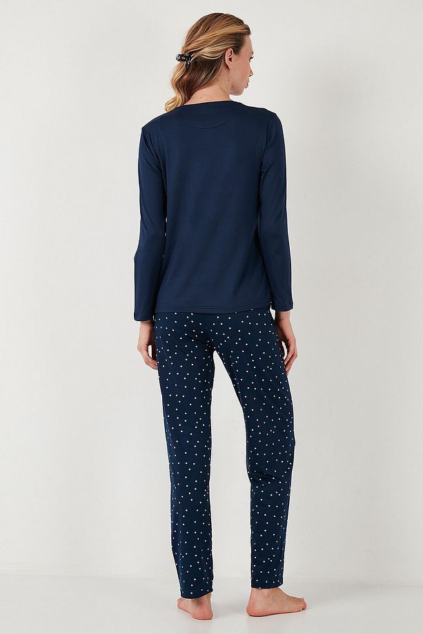 Regular Fit Desenli Bisiklet Yaka Pijama Takımı  PİJAMA TAKIMI 65719102 - 8