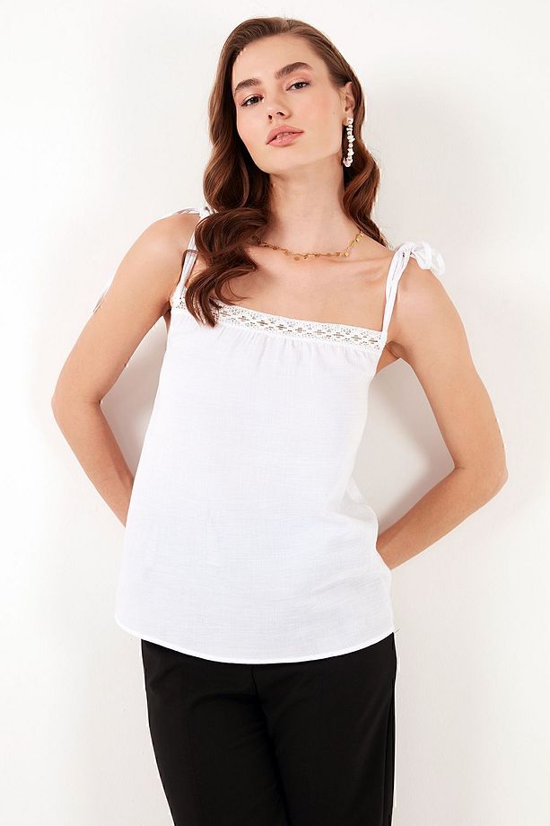 Pamuklu Regular Fit İp Askılı Bluz  BLUZ 611BZ0299 - 4