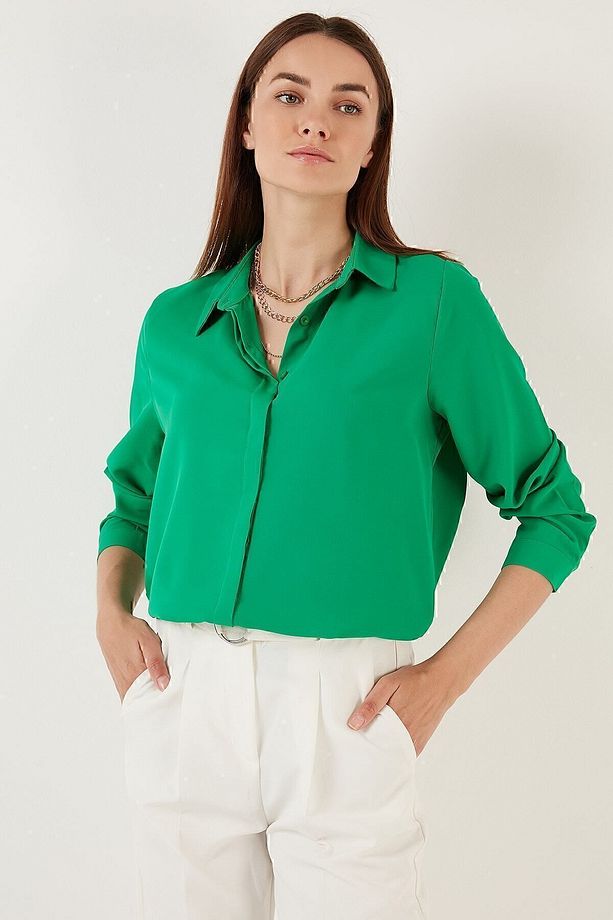 Regular Fit Arkası Uzun Yazlık Gömlek Gömlek 611bg9741 - 5