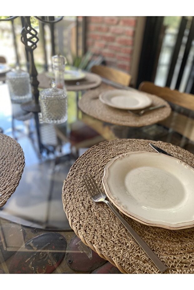 Hasır Amerikan Servis Bambu Örme Supla 6'lı 35x35cm - 6