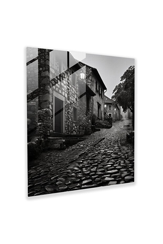 Pavement Village Glass Painting - Village, Wacky, Glass Wall Art, Home Decor