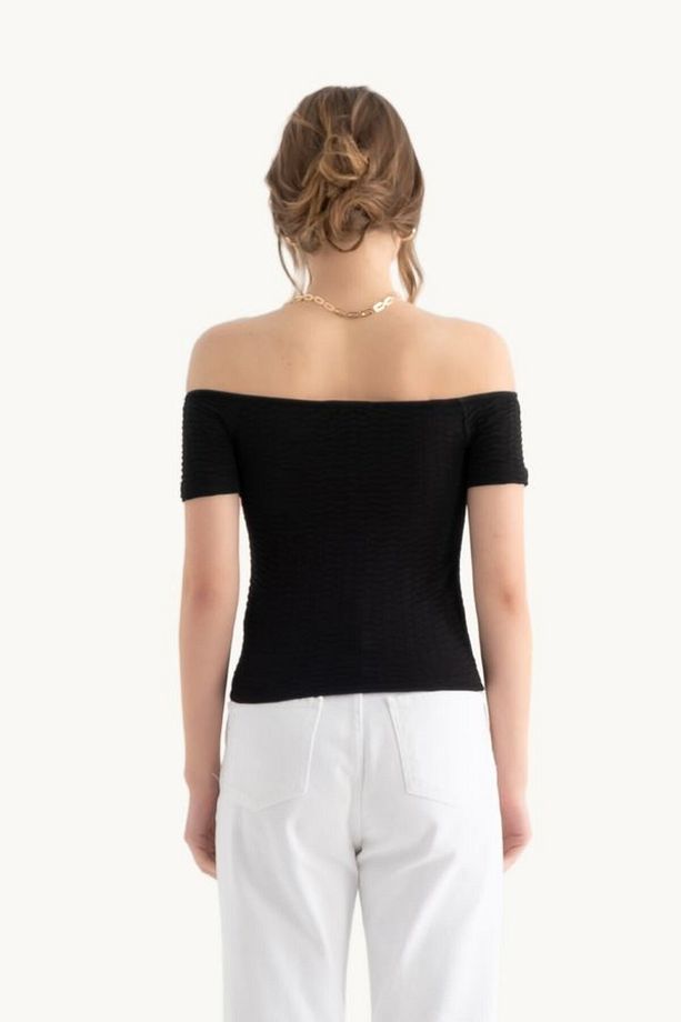 Omuzdan Askılı Kısa Kollu Crop Top - 6