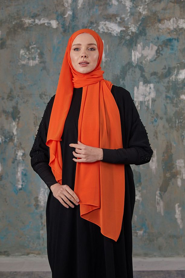 Krep Şifon Şal - Oranj - 3