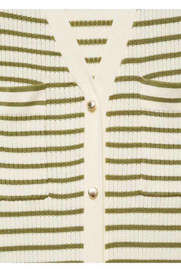 Çizgili triko elbise - 5