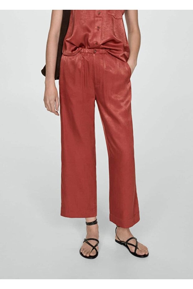 Kısa paçalı saten pantolon - 1